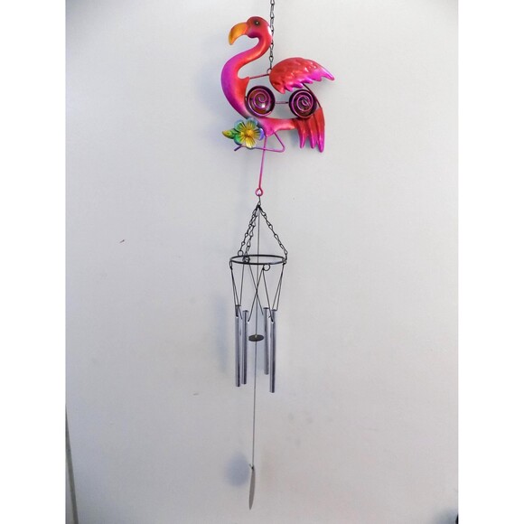 NEW Metal Flamingo Wind Chimes Figurine Philippines Home Decor Florida Souvenir - Picture 3 of 5